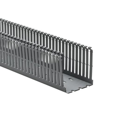 HellermannTyton 181-00228 High Density Slotted Wall Wiring Duct, 2.5" X 3", Non- Adhesive, PVC, Gray, 120ft/Carton