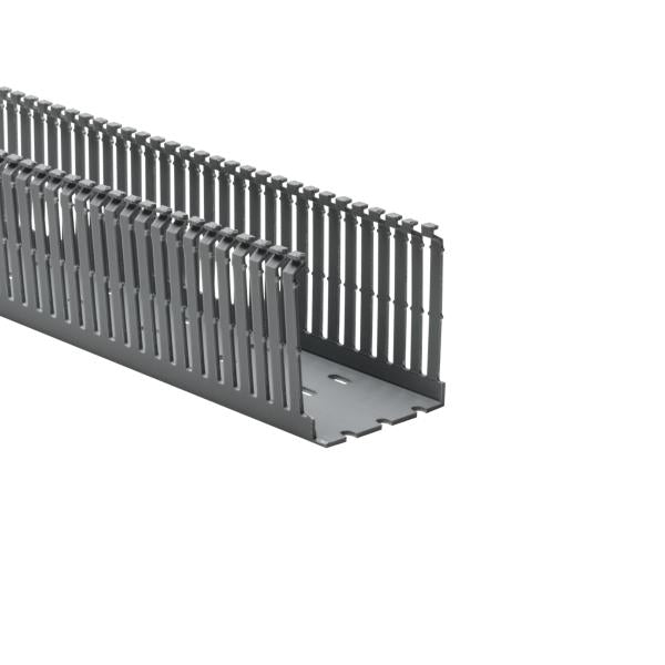 HellermannTyton 181-00228 High Density Slotted Wall Wiring Duct, 2.5" X 3", Non- Adhesive, PVC, Gray, 120ft/Carton