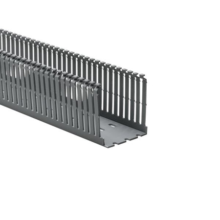 HellermannTyton 181-00229 High Density Slotted Wall Wiring Duct, 2.5" X 3", Non- Adhesive, PVC, Gray, 30ft/Box