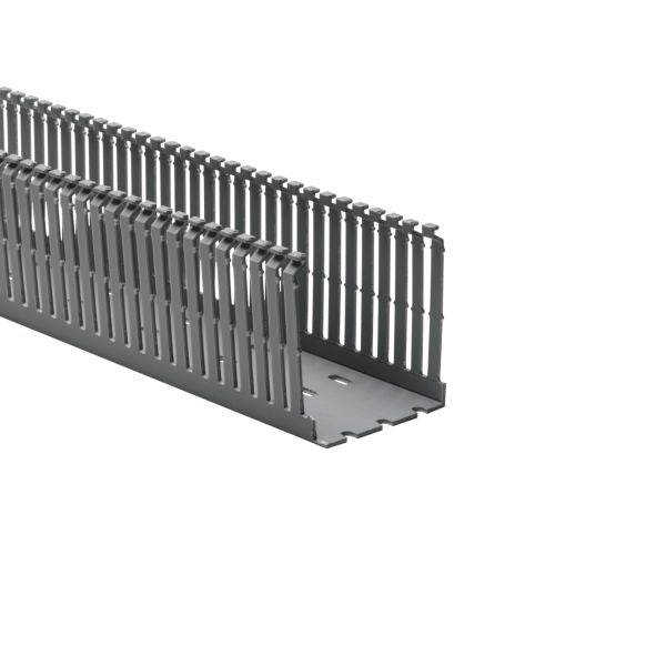 HellermannTyton 181-00229 High Density Slotted Wall Wiring Duct, 2.5" X 3", Non- Adhesive, PVC, Gray, 30ft/Box