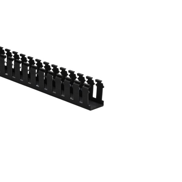 HellermannTyton 181-00573 Slotted Wall Wiring Duct, 1.5" X 2", Adhesive, PVC, Black, 120ft/Carton