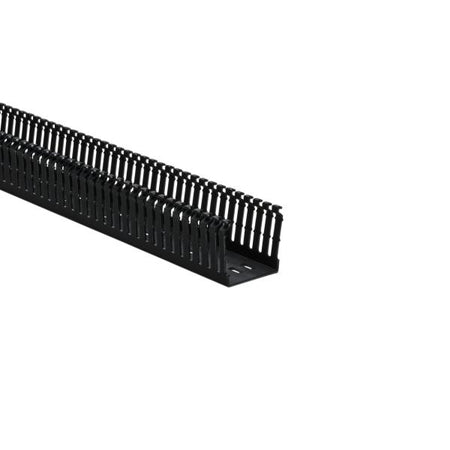HellermannTyton 181-00608 High Density Slotted Wall Wiring Duct, 2" X 2", Non-Adhesive, PVC, Black, 120ft/Carton