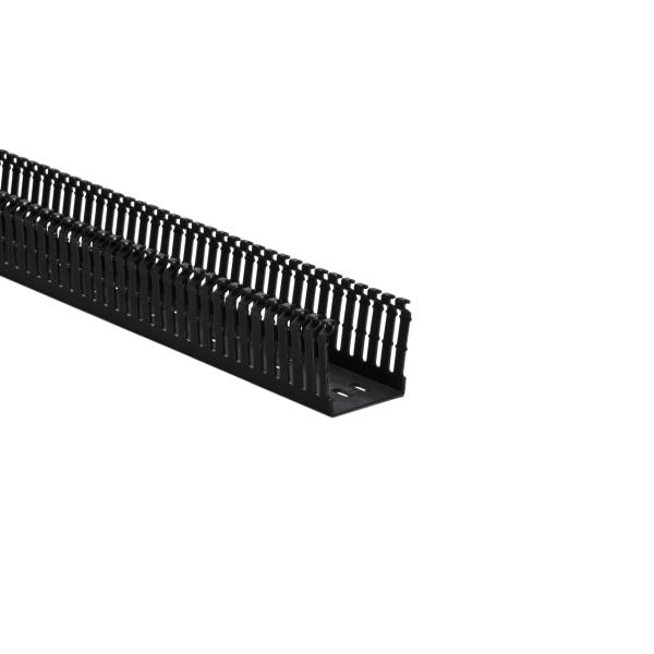 HellermannTyton 181-00608 High Density Slotted Wall Wiring Duct, 2" X 2", Non-Adhesive, PVC, Black, 120ft/Carton