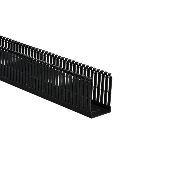 HellermannTyton 181-00609 High Density Slotted Wall Wiring Duct, 2" X 3", Non-Adhesive, PVC, Black, 120ft/Carton