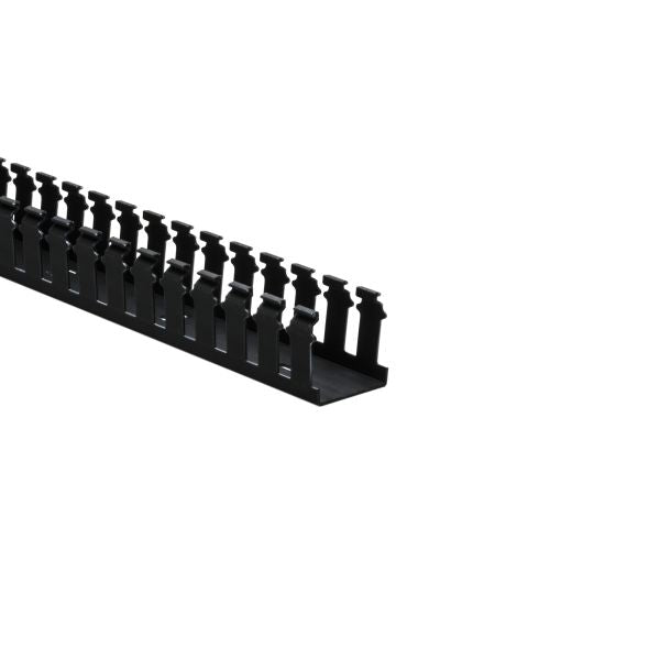 HellermannTyton 181-00681 Slotted Wall Wiring Duct, 2" X 2", Adhesive, PVC, Black, 30ft/Box