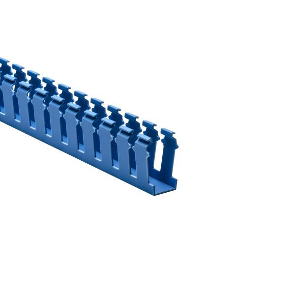HellermannTyton 181-12003 Slotted-Wall Wiring Duct, 1" x 2", Non-Adhesive, PVC, Intrinsic Blue, 120ft/carton