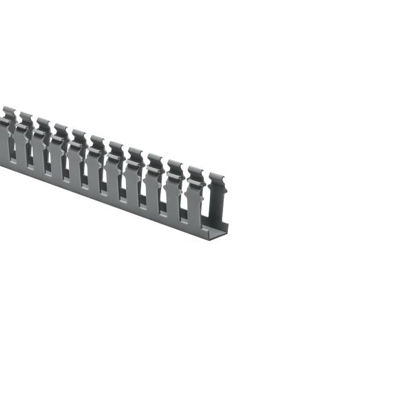 HellermannTyton 181-12005 Slotted-Wall Wiring Duct, 1" x 2", Non-Adhesive, PVC, Gray, 120 ft/carton