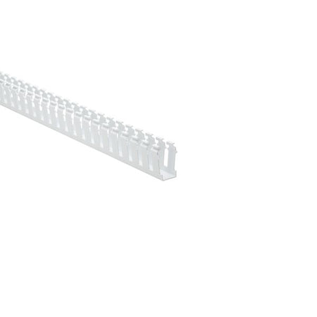 HellermannTyton 181-12007 Slotted-Wall Wiring Duct, 1" x 2", Non-Adhesive, PVC, White, 30 ft/carton