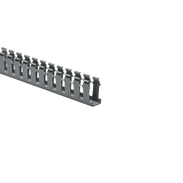 HellermannTyton 181-12010 Slotted-Wall Wiring Duct, 1" x 2", Adhesive, PVC, Gray, 30ft/box