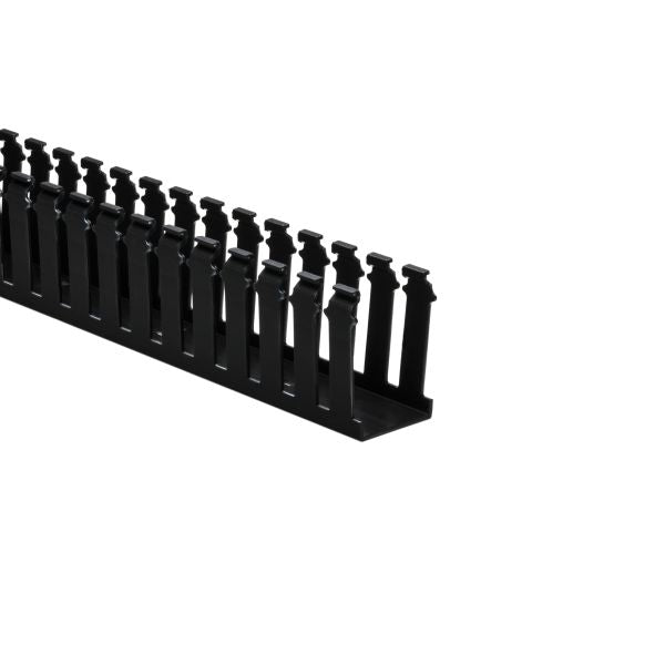 HellermannTyton 181-23013 Slotted Wall Wiring Duct, 2" X 3", Non-Adhesive, PVC, Black, 30ft/Box