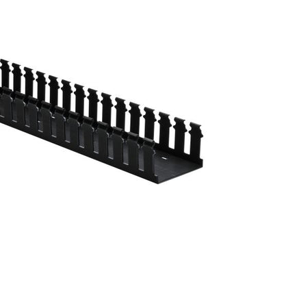 HellermannTyton 181-32004 Slotted Wall Wiring Duct, 3" X 2", Non-Adhesive, PVC, Black, 120ft/Carton