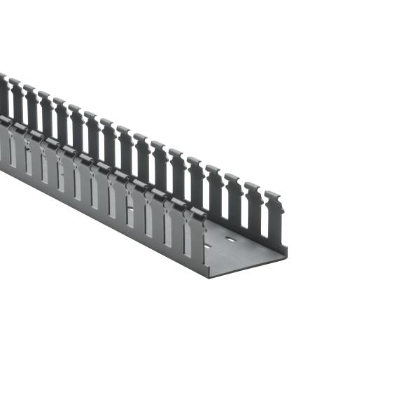 HellermannTyton 181-32005 Slotted Wall Wiring Duct, 3" X 2", Non-Adhesive, PVC, Gray, 30ft/Box