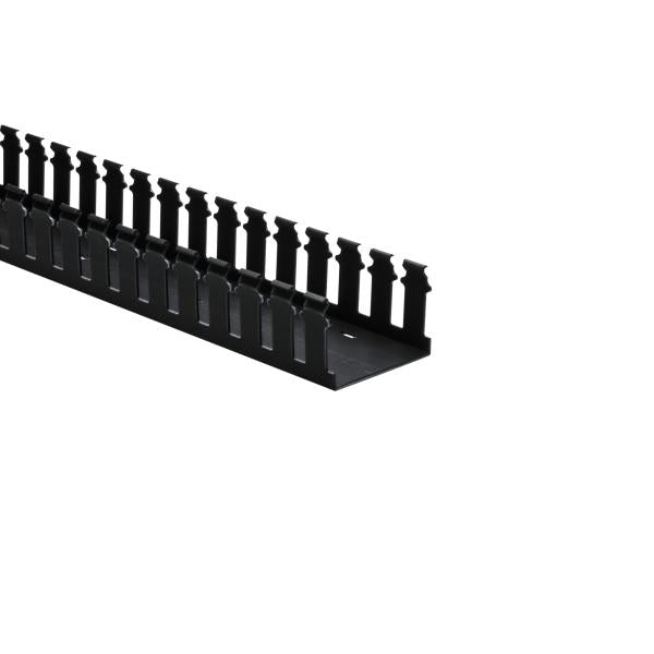 HellermannTyton 181-32016 Slotted Wall Wiring Duct, 3" X 2", Non-Adhesive, PVC, Black, 30ft/Box