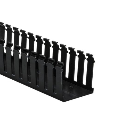 HellermannTyton 181-33019 Slotted Wall Wiring Duct, 3" X 3", Adhesive, PVC, Black, 30ft/Box