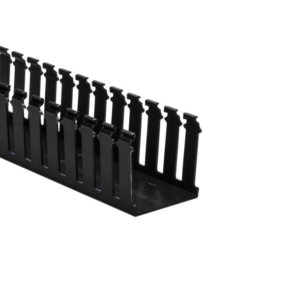 HellermannTyton 181-33019 Slotted Wall Wiring Duct, 3" X 3", Adhesive, PVC, Black, 30ft/Box