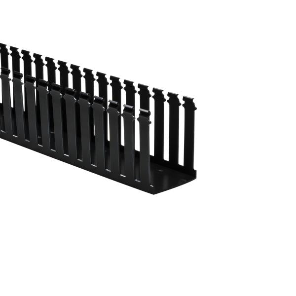 HellermannTyton 181-34002 Slotted Wall Wiring Duct, 3" X 4", Non-Adhesive, PVC, Black, 120ft/Carton