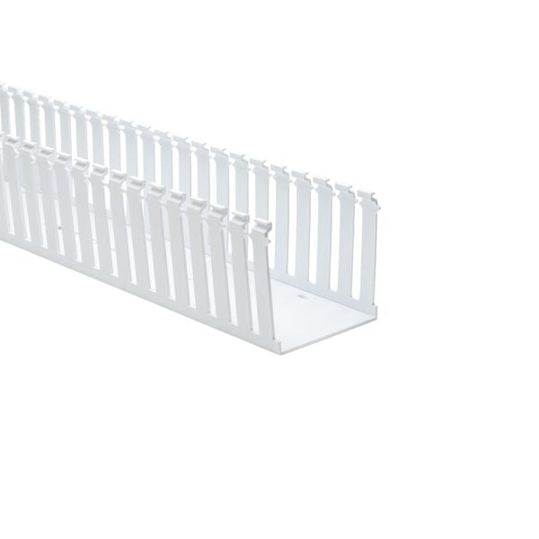 HellermannTyton 181-00680 Slotted Wall Wiring Duct, 4" X 4", Adhesive, PVC, White, 30ft/Box