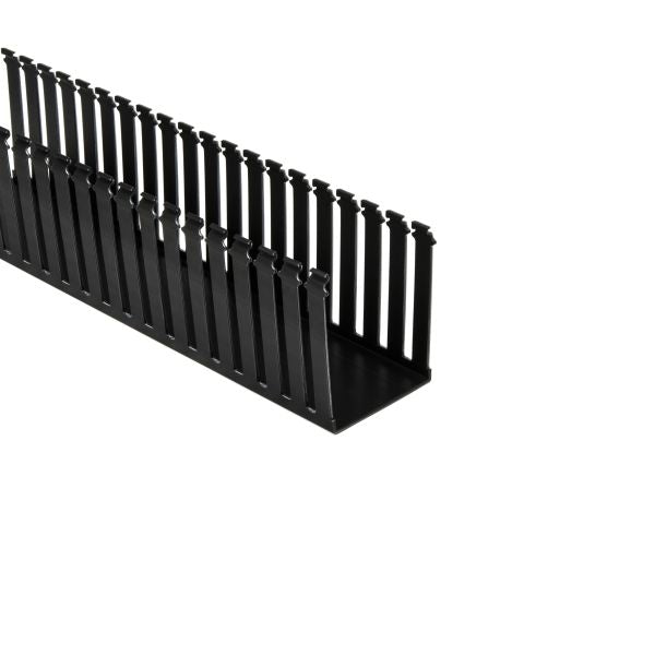 HellermannTyton 181-45002 Slotted Wall Wiring Duct, 4" X 5", Non-Adhesive, PVC, Black, 60ft/Carton