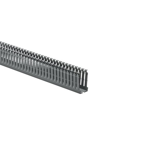 HellermannTyton 184-12000 High-Density Slotted-Wall Wiring Duct, 1" x 2", Non-Adhesive, PVC, Gray, 30ft/box
