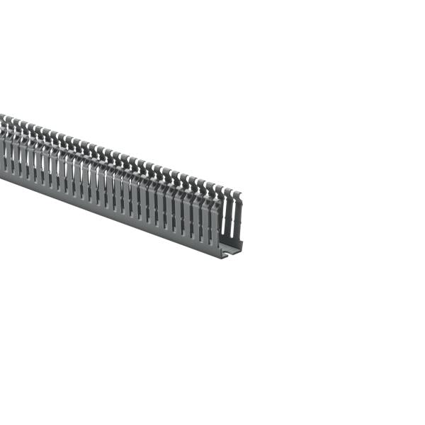 HellermannTyton 184-12002 High-Density Slotted-Wall Wiring Duct, 1" x 2", Adhesive, PVC, Gray, 120 ft/carton