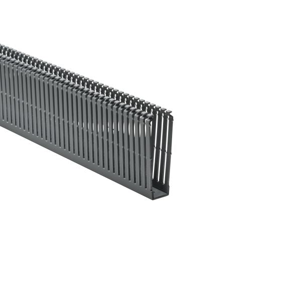 HellermannTyton 184-14000 High Density Slotted Wall Wiring Duct, 1" X 4", Non-Adhesive, PVC, Gray, 30ft/Box