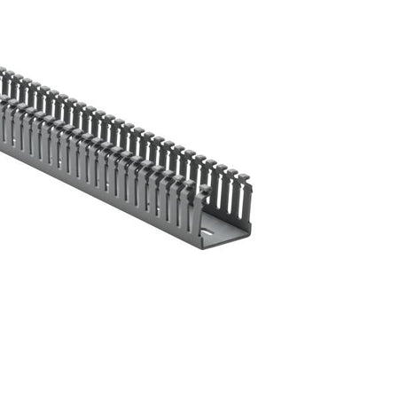 HellermannTyton 184-15152 High Density Slotted Wall Wiring Duct, 1.5" X 1.5", Non-Adhesive, PVC, Gray, 120ft/Carton