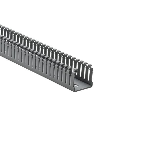 HellermannTyton 184-15152 High Density Slotted Wall Wiring Duct, 1.5" X 1.5", Non-Adhesive, PVC, Gray, 120ft/Carton