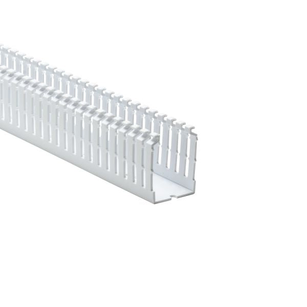 HellermannTyton 184-15204 High Density Slotted Wall Wiring Duct, 1.5" X 2", Non-Adhesive, PVC, White, 30ft/Box