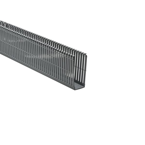 HellermannTyton 184-15400 High Density Slotted Wall Wiring Duct, 1.5" X 4", Non-Adhesive, PVC, Gray, 30ft/Box