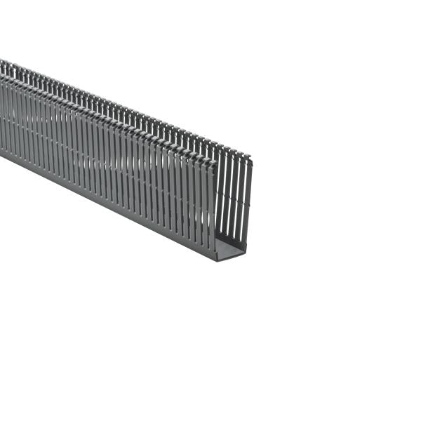 HellermannTyton 184-15401 High Density Slotted Wall Wiring Duct, 1.5" X 4", Non-Adhesive, PVC, Gray, 120ft/Carton