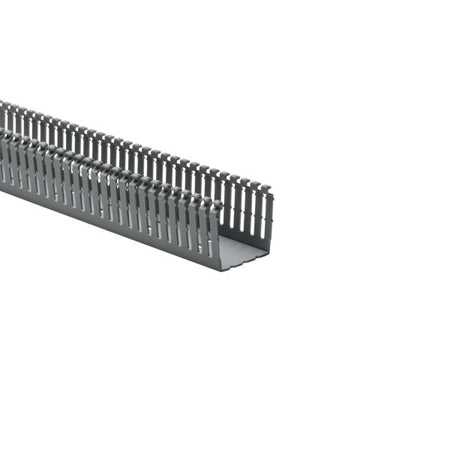 HellermannTyton 184-22001 High Density Slotted Wall Wiring Duct, 2" X 2", Adhesive, PVC, Gray, 30ft/Box