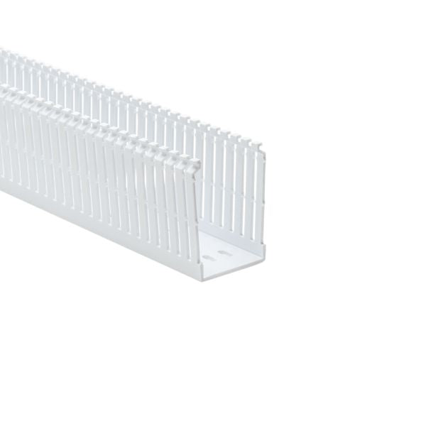 HellermannTyton 184-23002 High Density Slotted Wall Wiring Duct, 2" X 3", Adhesive, PVC, White, 30ft/Box