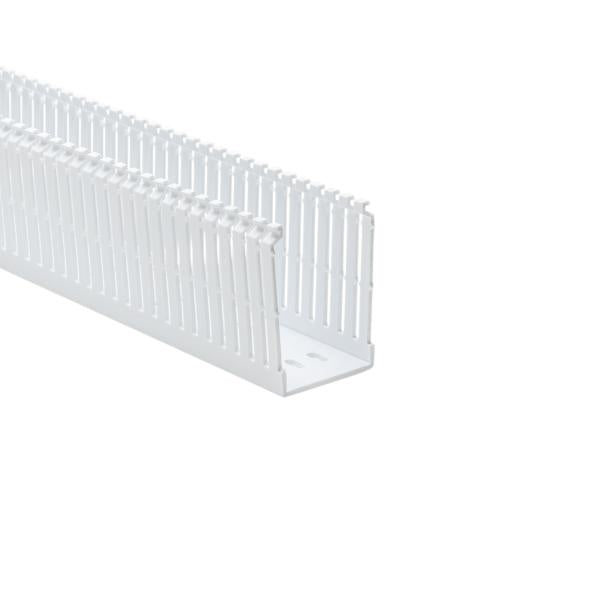 HellermannTyton 184-23006 High Density Slotted Wall Wiring Duct, 2" X 3", Non-Adhesive, PVC, White, 120ft/Carton