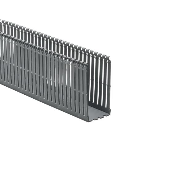 HellermannTyton 184-24001 High Density Slotted Wall Wiring Duct, 2" X 4", Adhesive, PVC, Gray, 30ft/Box