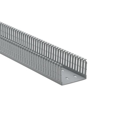 HellermannTyton 184-32000 High Density Slotted Wall Wiring Duct, 3" X 2", Non-Adhesive, PVC, Gray, 30ft/Box