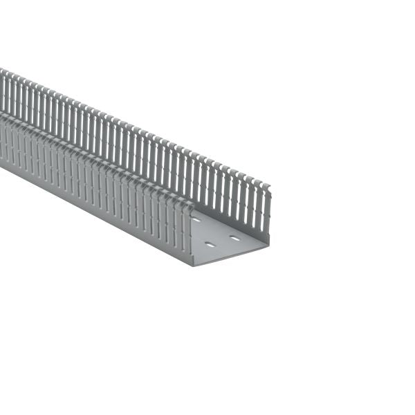 HellermannTyton 184-32000 High Density Slotted Wall Wiring Duct, 3" X 2", Non-Adhesive, PVC, Gray, 30ft/Box