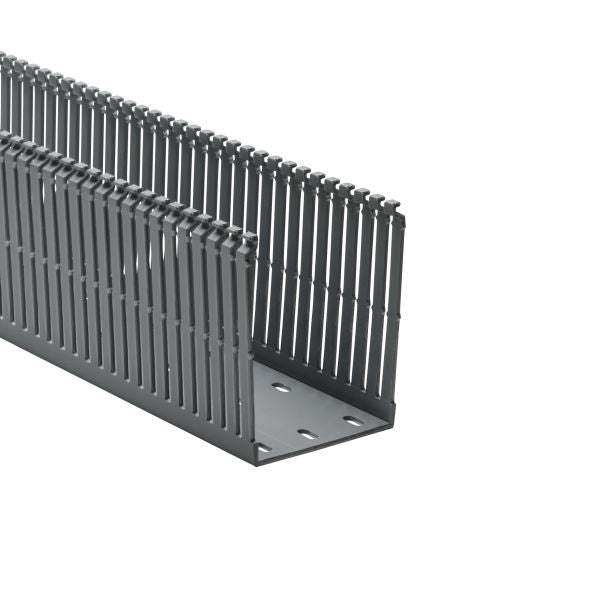 HellermannTyton 184-34000 High Density Slotted Wall Wiring Duct, 3" X 4", Non-Adhesive, PVC, Gray, 30ft/Box