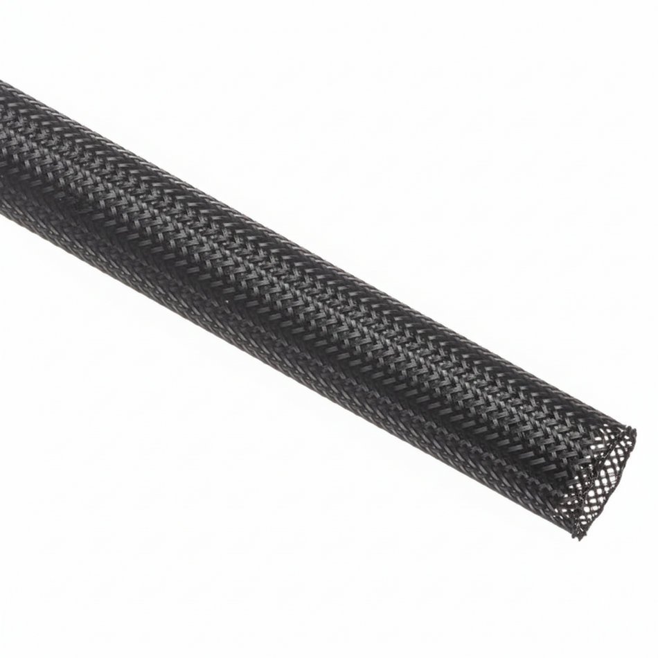 2” Black Techflex Clean Cut Fray Resistant Expandable Braided Sleeving 50 ft
