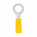 24-20 AWG Yellow Vinyl Insulated Butted Seam #10 Ring Terminals, 100/bag