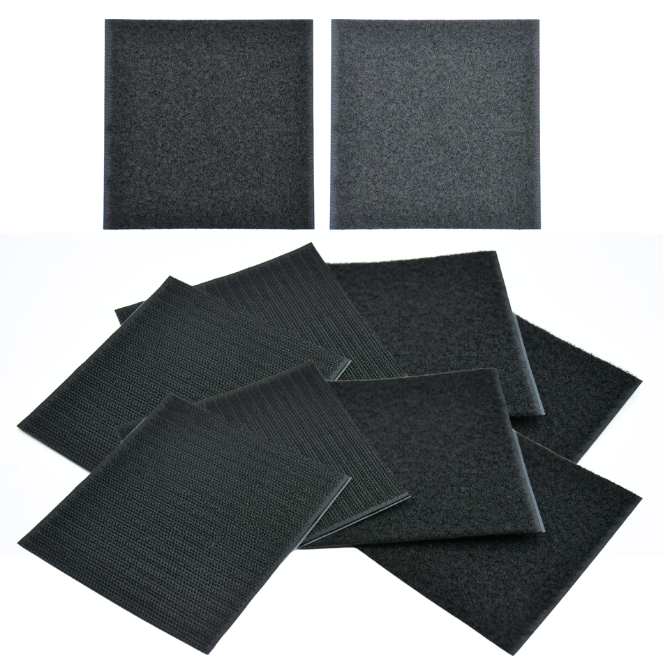 Grizzly Supply 4"x4" Black Adhesive Hook and Loop Square 2/pk