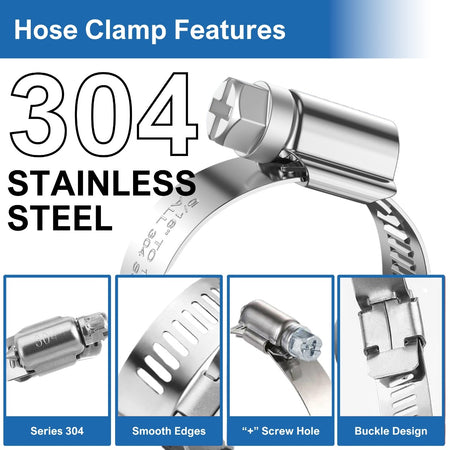 #12 Stainless Steel Hose Clamp w/ Zinc Plated Screw 10/box
