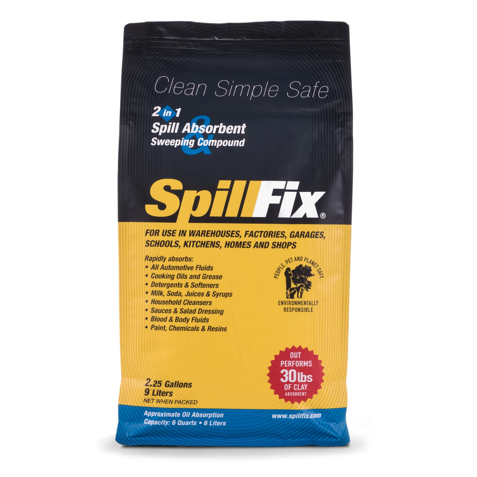 SpillFix 2-in-1 Spill Absorbent & Sweeping Compound Pouch, Coconut Coir Granules, Non-Toxic Oil & Liquid Cleanup, 2.5 Gallon / 9L product image