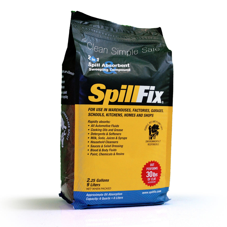 SpillFix 2-in-1 Spill Absorbent & Sweeping Compound Pouch, Coconut Coir Granules, Non-Toxic Oil & Liquid Cleanup, 2.5 Gallon / 9L product image