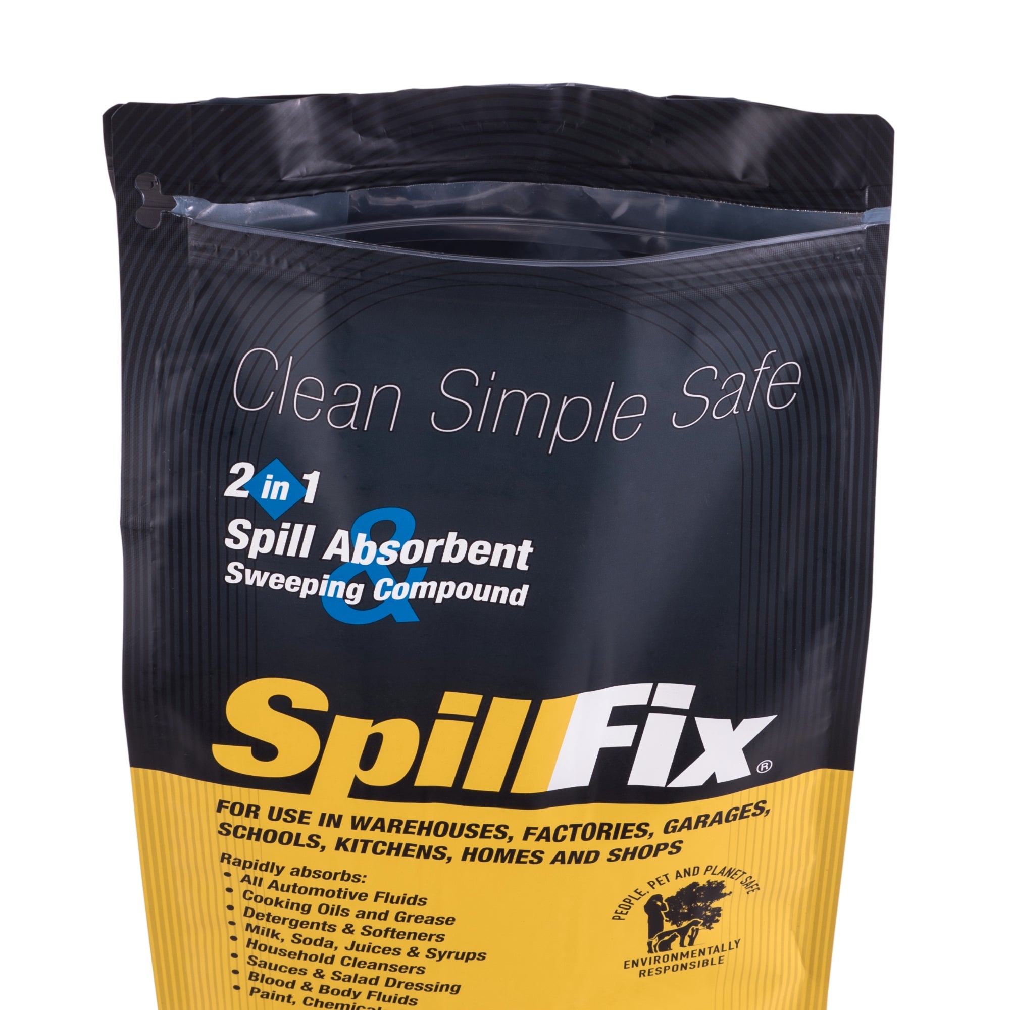 SpillFix 2-in-1 Spill Absorbent & Sweeping Compound Pouch, Coconut Coir Granules, Non-Toxic Oil & Liquid Cleanup, 2.5 Gallon / 9L product image