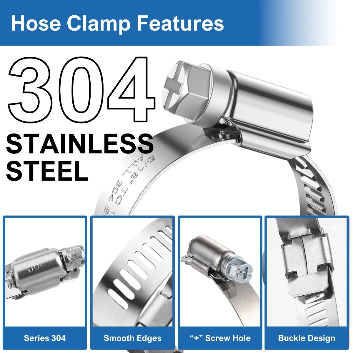 #36P Stainless Steel Hose Clamp w/ Zinc Plated Screw 10/box