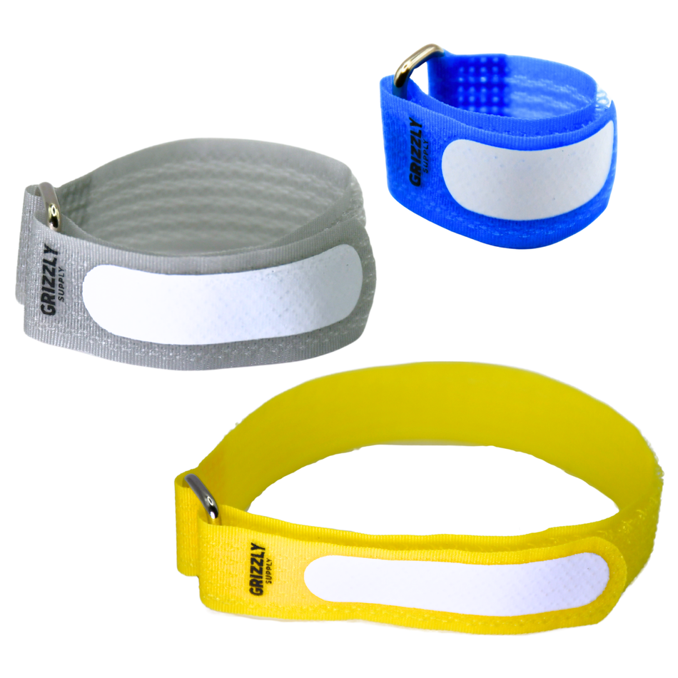 Grizzly Supply 5" Blue (4pc), 8" Gray (3pc), 12'" Yellow (3pc) Hook and Loop Cinch Strap ASIN