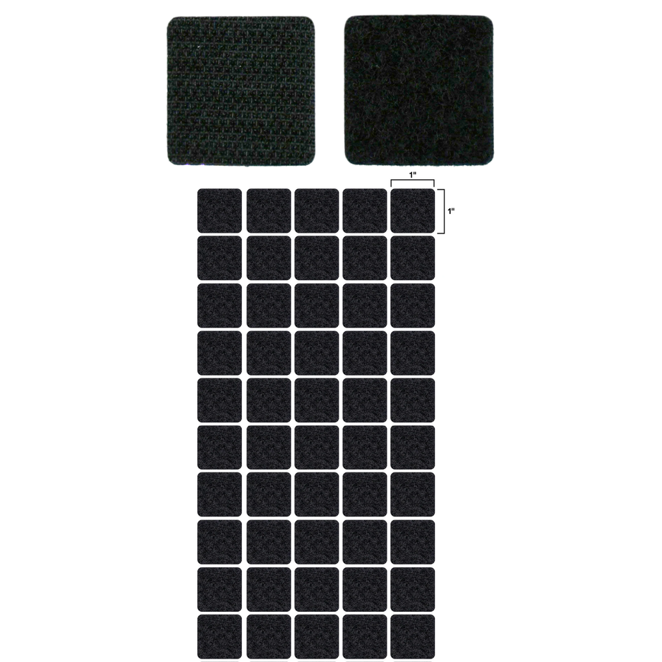 Grizzly Supply 1" Black Adhesive Hook and Loop Square 25/pk