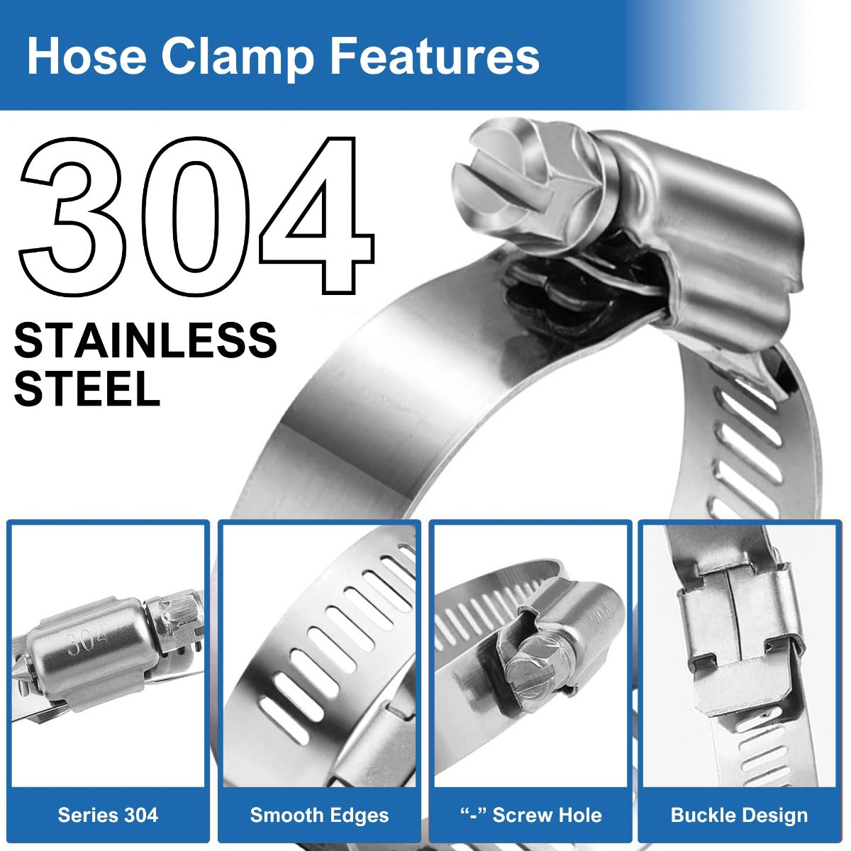 #10S All Stainless Steel Hose Clamp 10/box