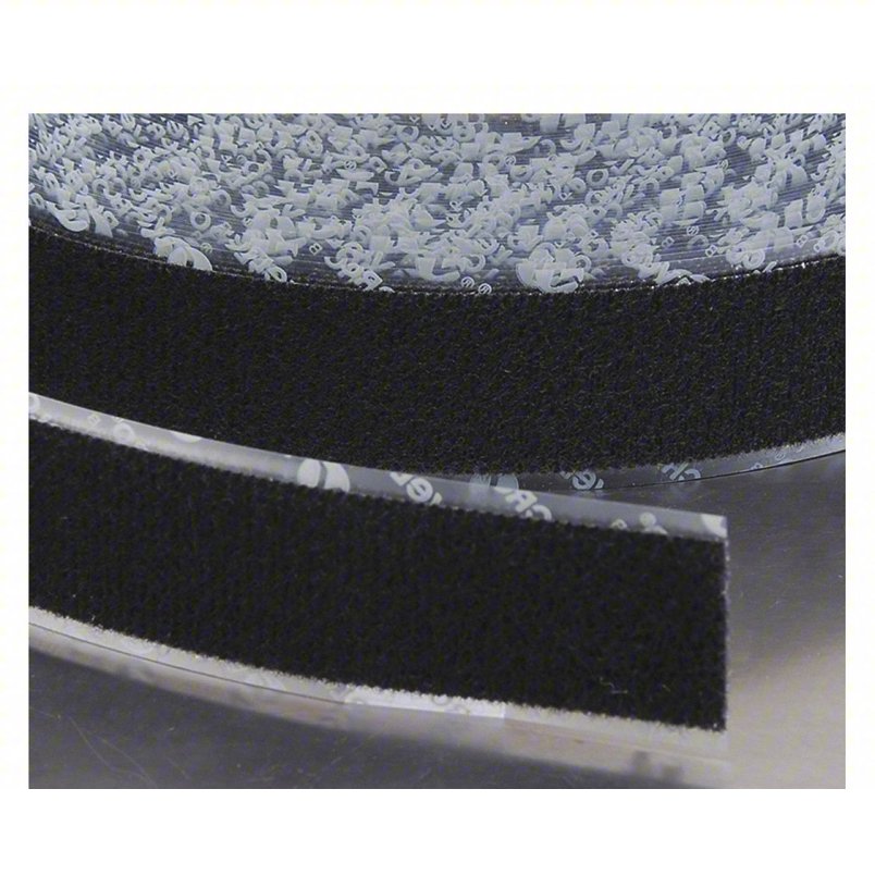 VELCRO BRAND Reclosable Fastener: Acrylic Adhesive, 75 ft, 1 in Wd, Black, Loop
