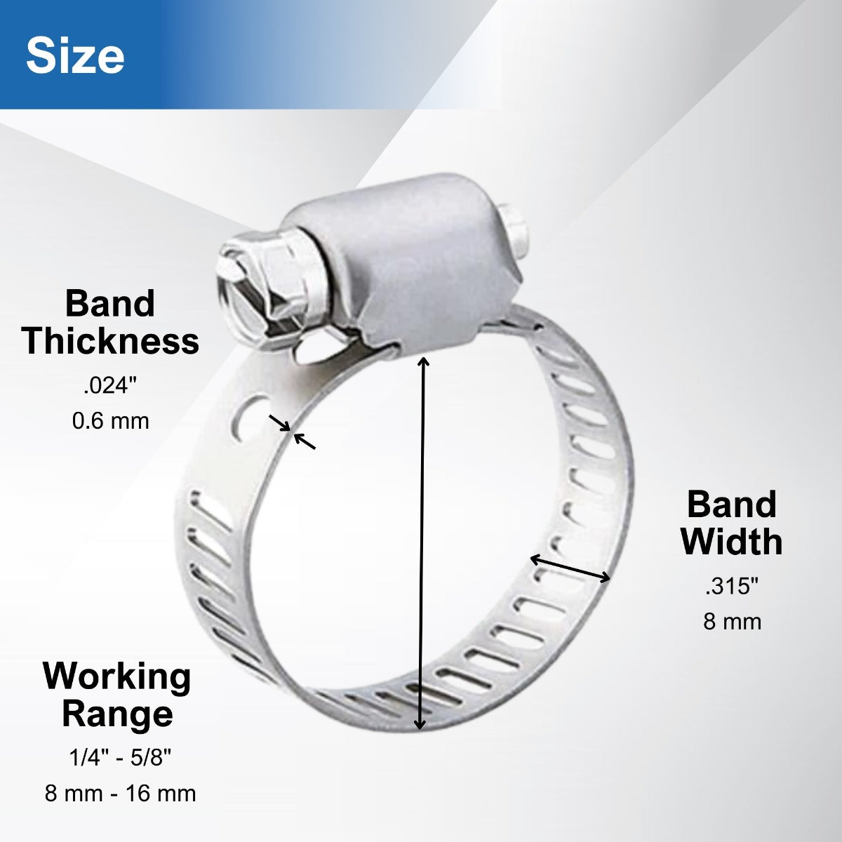 #4MS All Stainless Steel Hose Clamp 10/box